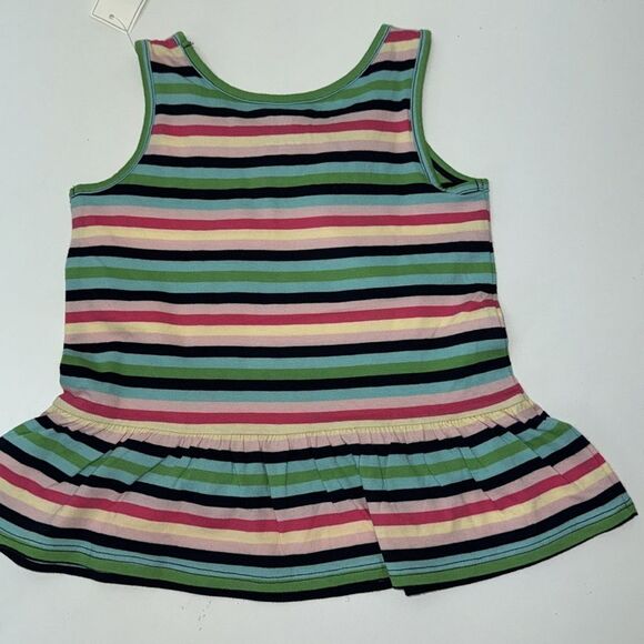 🔥GAP Green and Pink Striped Peplum Tank Top - Picture 3 of 4